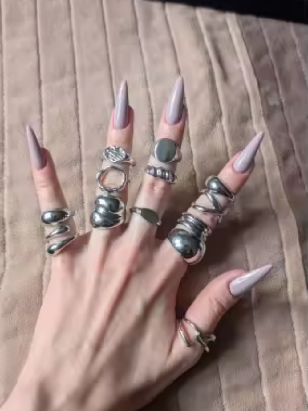 Retro Silver Statement Stackable Rings Set - Picture 8 of 10